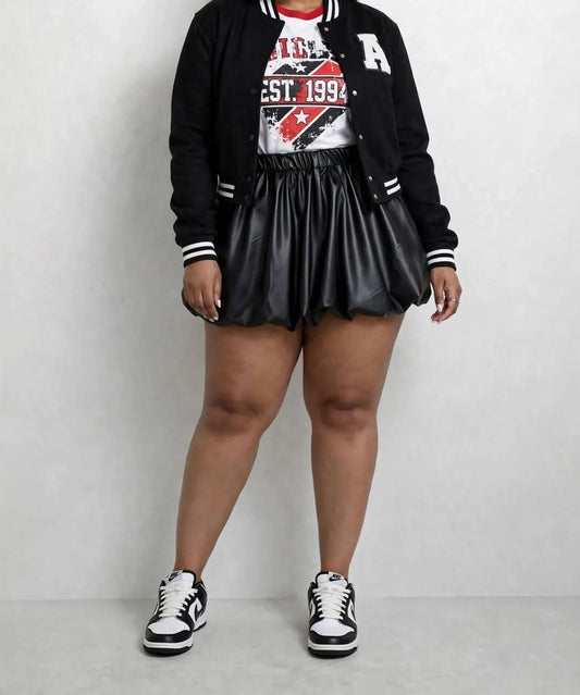 Leather puffy skirt